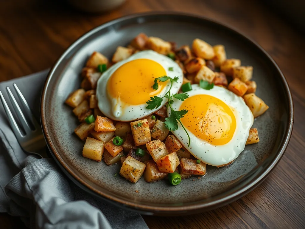 Budget Cheesy Potato and Egg Skillet