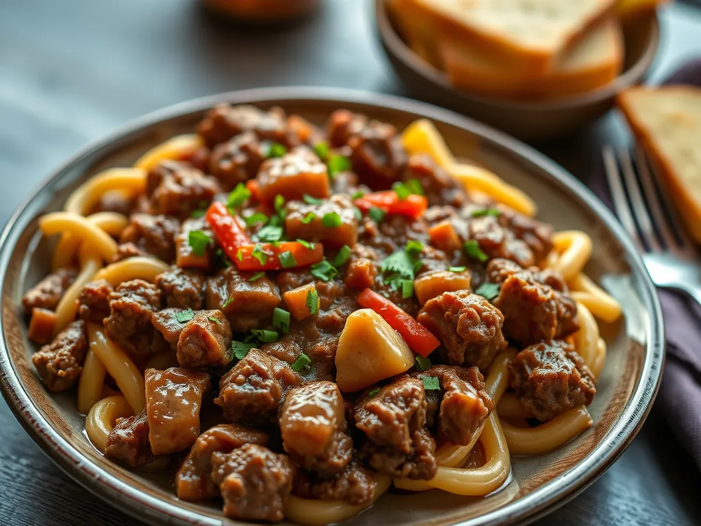 Budget Cheesy Skillet Mac & Beef