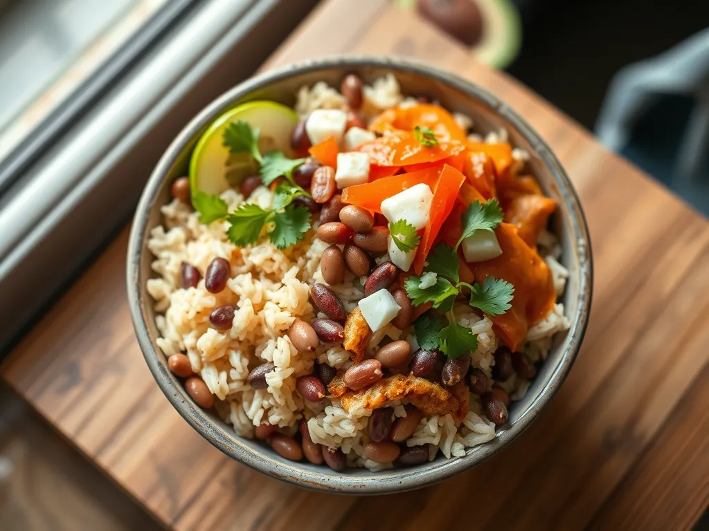 Budget Rice and Bean Burrito Bowl