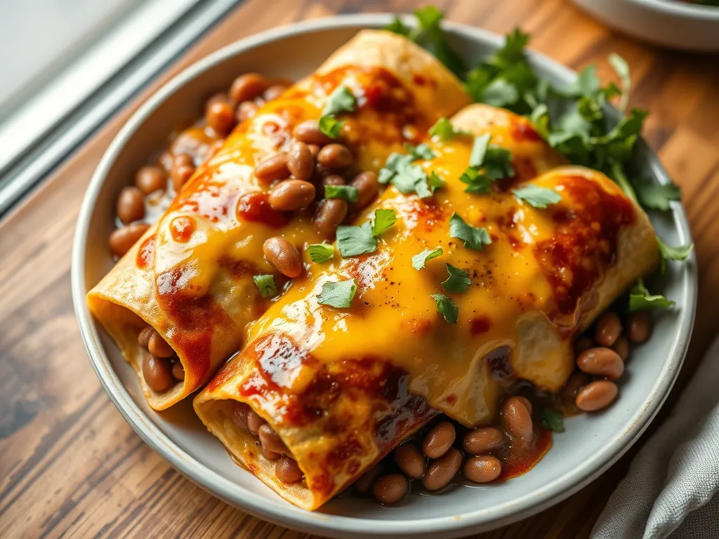 Cheap Bean and Cheese Enchiladas