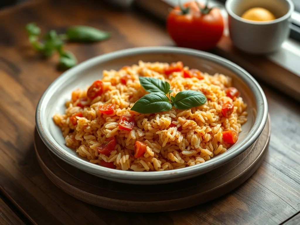 Budget Tomato Rice with Peas