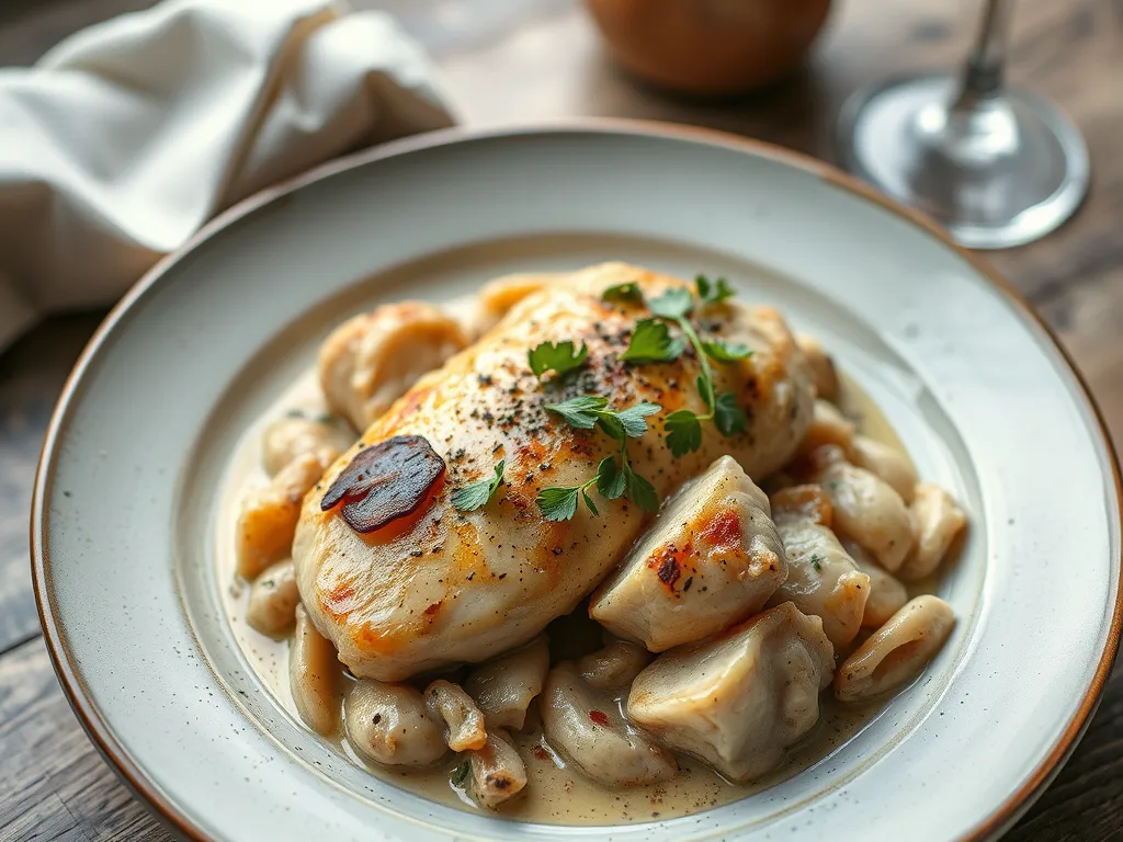 Easy Chicken Fricassee with Mushrooms