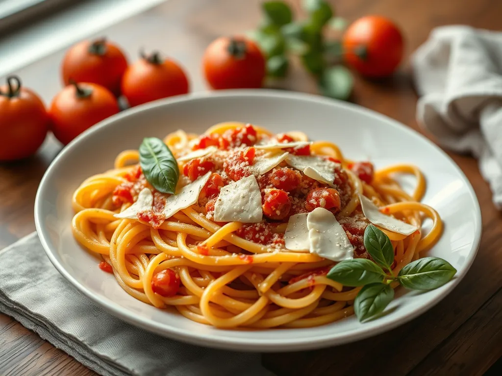 Pasta with Marinara and Fresh Mozzarella