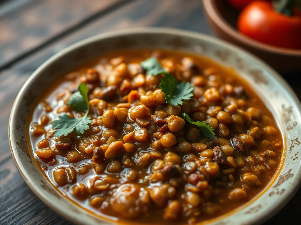 Quick Red Lentil Dal with Garlic Naan