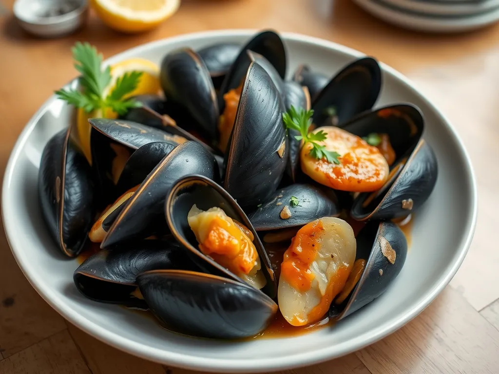Garlic Butter Steamed Mussels