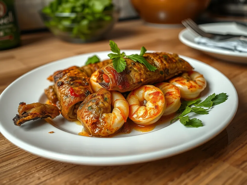 Garlic Herb Shrimp Dolma Skillet