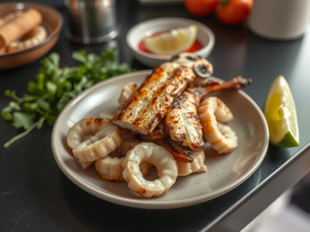 Garlic Lemon Grilled Squid