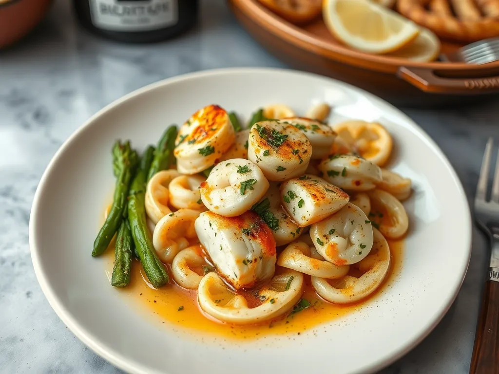 Lemon Garlic Butter Swordfish Scampi