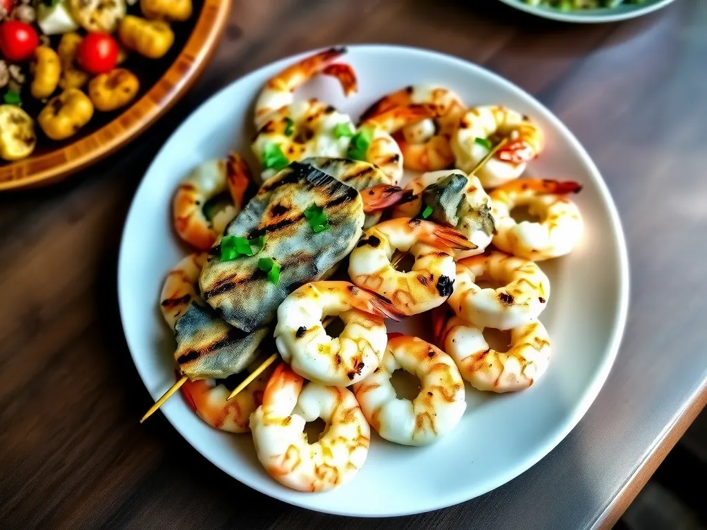 Lemon Garlic Seafood Shish Taouk