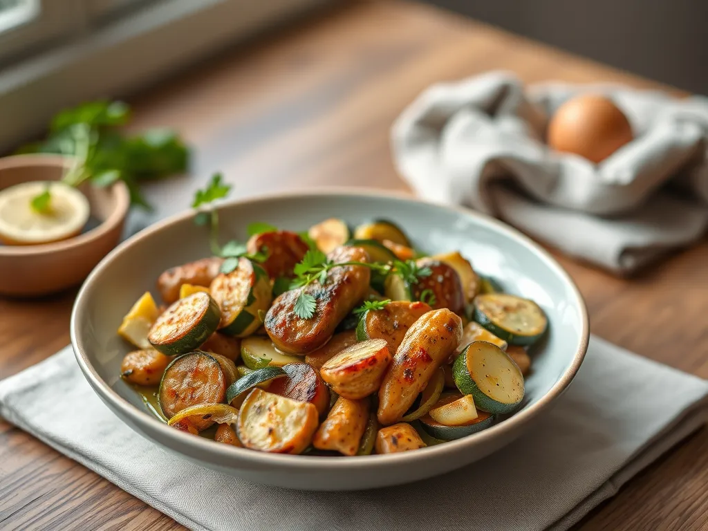 One-Pan Zucchini and Chicken Sausage Skillet